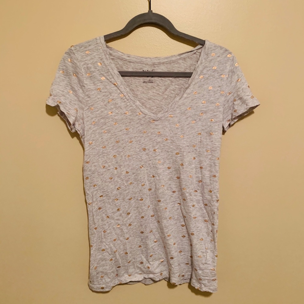 💋Rose Gold&Gray Kiss Printed T-Shirt